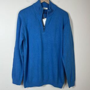 Woolovers Essential Zip Sweater Cotton‎ Blue Size Large